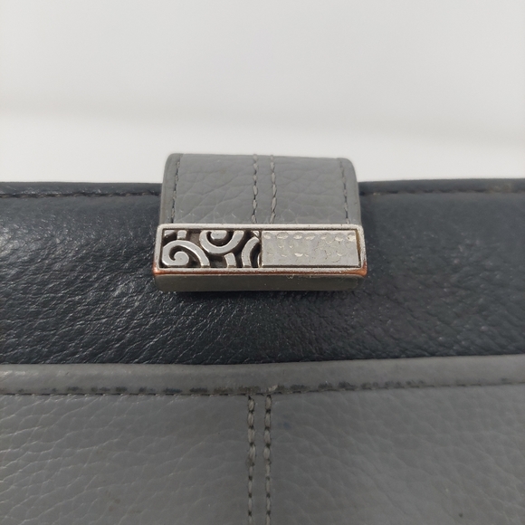 Brighton Barbados Large Pocket Wallet Grey Two Tone Pebbled Leather Bifold - Picture 7 of 10
